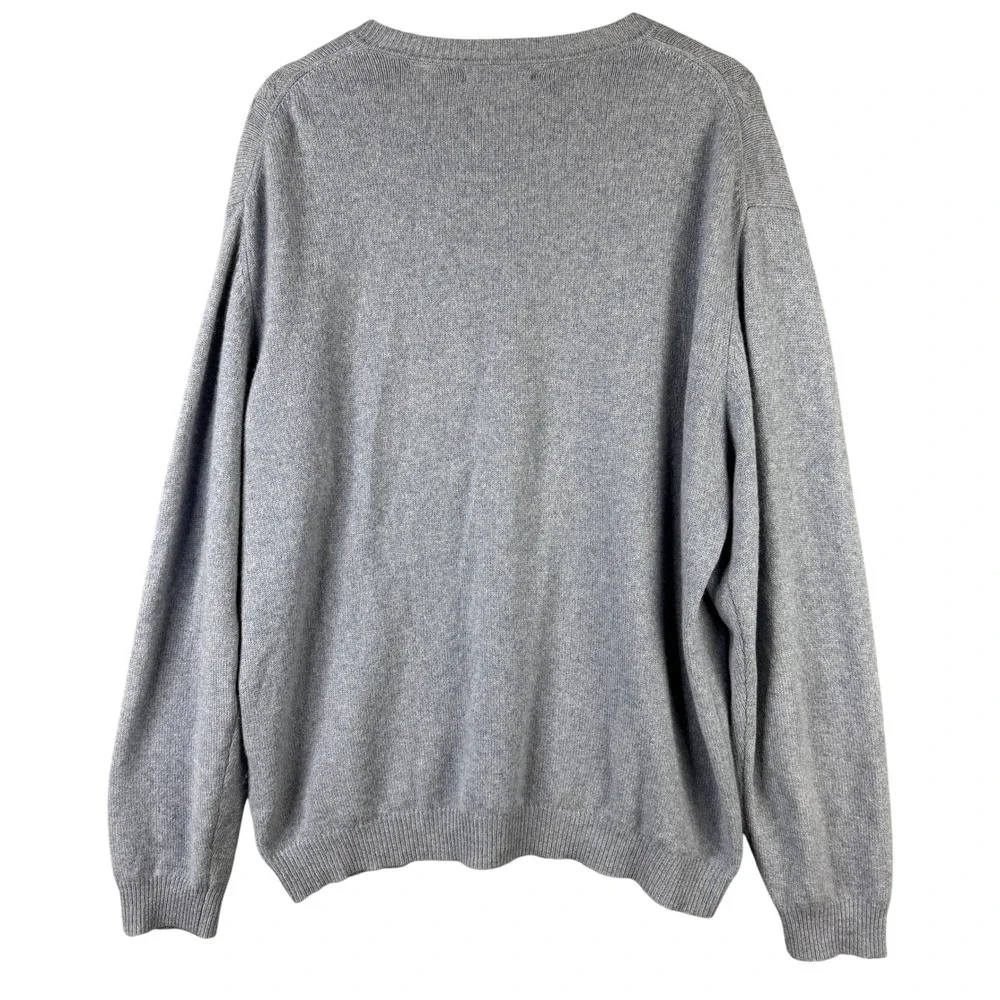 American Blue Pure Cashmere V-Neck Cable Knit Sweater Light Blue XL
